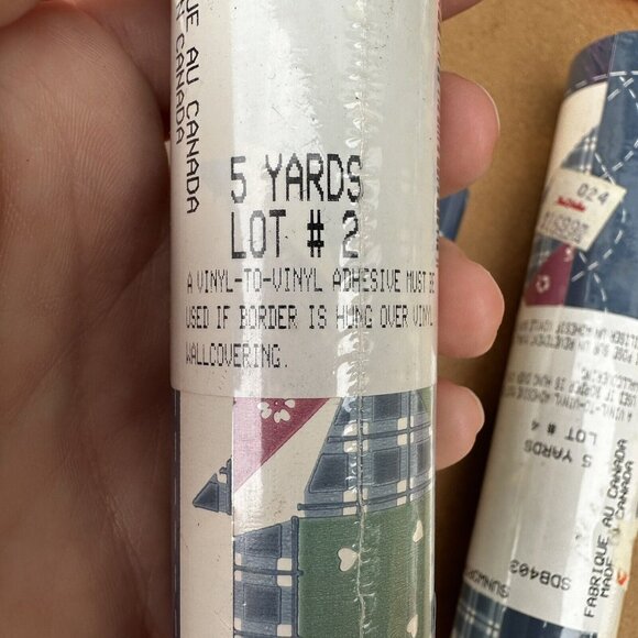 Lot Of 6 Packs Of Sunworthy Vintage Wallpaper Border Geometric Country Quilt - Picture 6 of 6